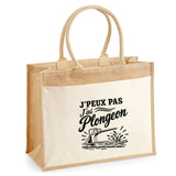 Sac Cabas Jute avec Poche J’peux pas j’ai Plongeon