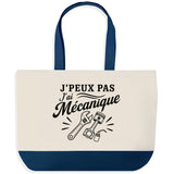 Grand Sac Cabas Fond Bleu J’peux pas j’ai Mécanique