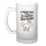 Verre à Bière J’peux pas je préfère mon Alpaga