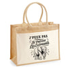 Sac Cabas Jute avec Poche J’peux pas je préfère les Éléphants