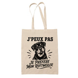 Tote Bag Beige J’peux pas je préfère mon Rottweiler