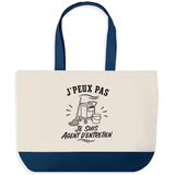 Grand Sac Cabas Fond Bleu J’peux pas je suis Agent d’entretien