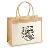 Sac Cabas Jute avec Poche J’peux pas je préfère les Hérissons