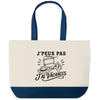Grand Sac Cabas Fond Bleu J’peux pas j’ai Vacances
