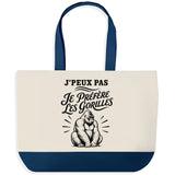 Grand Sac Cabas Fond Bleu J’peux pas je préfère les Gorilles