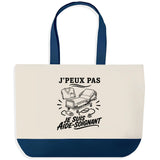 Grand Sac Cabas Fond Bleu J’peux pas je suis Aide-soignant