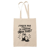 Tote Bag Beige J’peux pas je préfère mon Furet