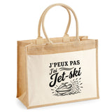 Sac Cabas Jute avec Poche J’peux pas j’ai Jet-ski
