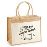 Sac Cabas Jute avec Poche J’peux pas j’ai Saut en hauteur