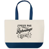 Grand Sac Cabas Fond Bleu J’peux pas j’ai Reboutage