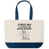 Grand Sac Cabas Fond Bleu J’peux pas je préfère mon Golden Retriever
