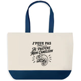 Grand Sac Cabas Fond Bleu J’peux pas je préfère mon Caméléon