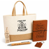 Coffret Cadeau J’peux pas j’ai Point de croix – Sac jute, carnet, stylo, porte-clés et marque-page