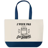 Grand Sac Cabas Fond Bleu J’peux pas j’ai Bougies