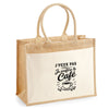 Sac Cabas Jute avec Poche J’peux pas je préfère le Café