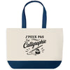 Grand Sac Cabas Fond Bleu J’peux pas j’ai Calligraphie