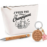 Coffret Cadeau J’peux pas j’ai Champignons – Trousse, stylo bambou et porte-clés