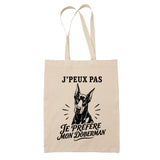 Tote Bag Beige J’peux pas je préfère mon Doberman