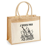 Sac Cabas Jute avec Poche J’peux pas je préfère le Jazz