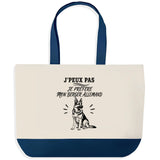 Grand Sac Cabas Fond Bleu J’peux pas je préfère mon Berger Allemand