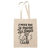 Tote Bag Beige J’peux pas je préfère les Singes
