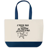 Grand Sac Cabas Fond Bleu J’peux pas je préfère les Étoiles de mer