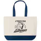 Grand Sac Cabas Fond Bleu J’peux pas je suis Audioprothésiste
