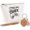 Coffret Cadeau J’peux pas j’ai BMX – Trousse, stylo bambou et porte-clés