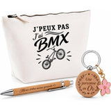 Coffret Cadeau J’peux pas j’ai BMX – Trousse, stylo bambou et porte-clés