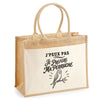 Sac Cabas Jute avec Poche J’peux pas je préfère ma Perruche