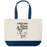 Grand Sac Cabas Fond Bleu J’peux pas je préfère ma Chèvre