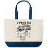 Grand Sac Cabas Fond Bleu J’peux pas je préfère mon Âne