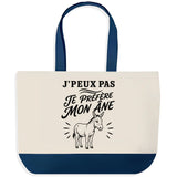 Grand Sac Cabas Fond Bleu J’peux pas je préfère mon Âne