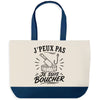 Grand Sac Cabas Fond Bleu J’peux pas je suis Boucher