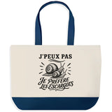 Grand Sac Cabas Fond Bleu J’peux pas je préfère les Escargots