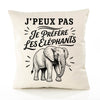 Housse de Coussin J’peux pas je préfère les Éléphants