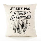 Housse de Coussin J’peux pas je préfère les Éléphants