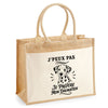 Sac Cabas Jute avec Poche J’peux pas je préfère mon Dalmatien