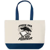 Grand Sac Cabas Fond Bleu J’peux pas je suis Assureur