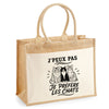 Sac Cabas Jute avec Poche J’peux pas je préfère les Chats