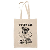 Tote Bag Beige J’peux pas je préfère mon Boxer