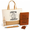 Coffret Cadeau J’peux pas je suis Charpentier – Sac jute, carnet, stylo, porte-clés et marque-page
