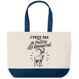 Grand Sac Cabas Fond Bleu J’peux pas je préfère les Bouquetins