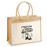 Sac Cabas Jute avec Poche J’peux pas je préfère mon Furet