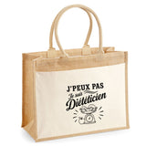 Sac Cabas Jute avec Poche J’peux pas je suis Diététicien