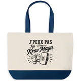 Grand Sac Cabas Fond Bleu J’peux pas j’ai Krav Maga