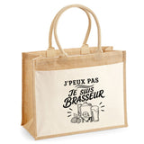 Sac Cabas Jute avec Poche J’peux pas je suis Brasseur