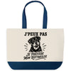 Grand Sac Cabas Fond Bleu J’peux pas je préfère mon Rottweiler
