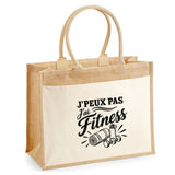 Sac Cabas Jute avec Poche J’peux pas j’ai Fitness