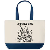 Grand Sac Cabas Fond Bleu J’peux pas je préfère le Jazz